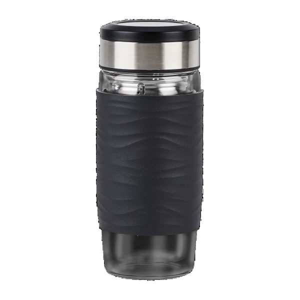 Isolierbecher TEA MUG in schwarz aus Glas