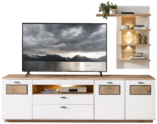 Wohnwand HARPER WINDSOR in Eiche aus Massivholz