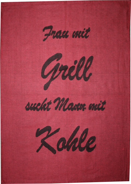 Geschirrtuch FRAU MIT GRILL in rot aus Baumwolle