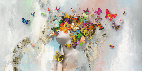 Originalbild BUTTERFLY FACE in mehrfarbig aus Holz