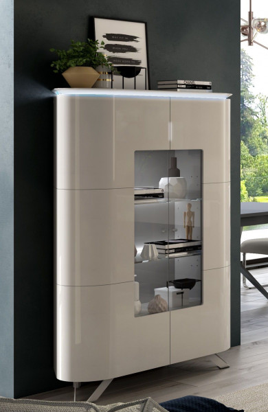 Highboard DSIGN ESANO in hellbeige aus Lack Hochglanz