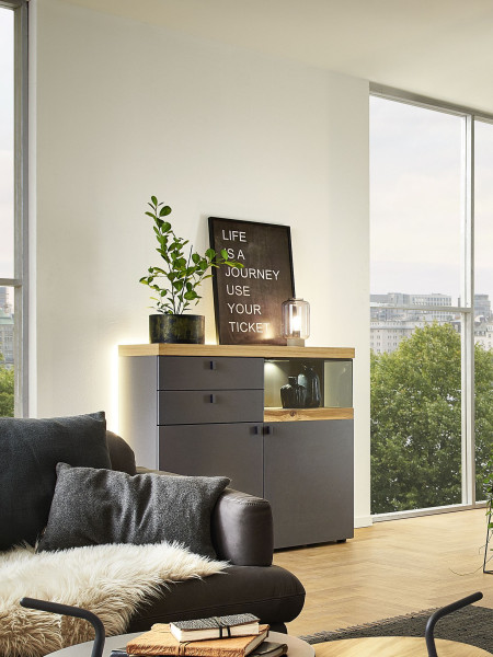 Sideboard VENJAKOB PLAN X2 in schiefergrau aus Lack