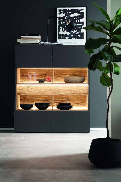 Highboard VENJAKOB LUMEA in anthrazit aus Lack