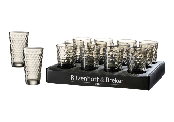 Longdrinkglas FAVO in grau aus Glas