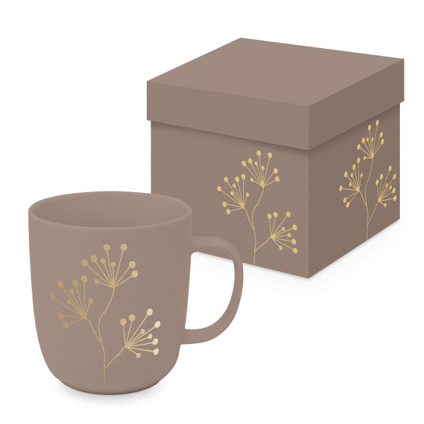 Henkelbecher GOLD BERRIES in braun aus Bone China