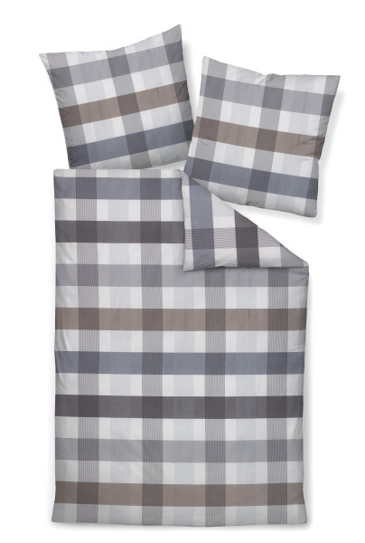 Bettwäsche MOMENTS Mako-Satin in silbergrau aus Baumwolle