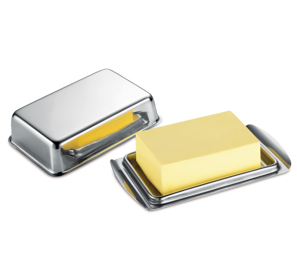 Butterdose in silberfarben aus Edelstahl