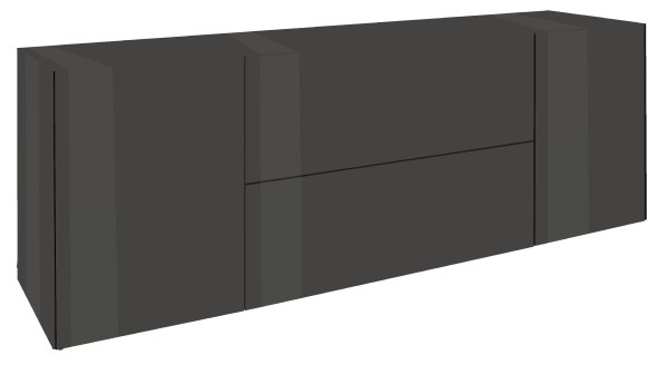 Lowboard MACKENZIE in anthrazit glanz aus Glas