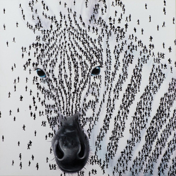 Keilrahmenbild ZEBRA in bunt aus Holz