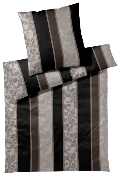 Bettwäsche JOOP! PAISLEY STRIP in schwarz aus Baumwolle