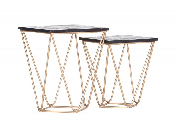Beistelltisch Set GOLDEN FLAIR in schwarz