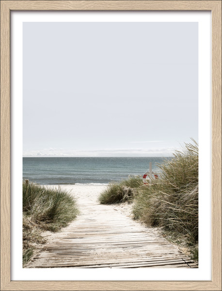 Gerahmtes Bild NORDIC BEACH in mehrfarbig aus Glas satiniert