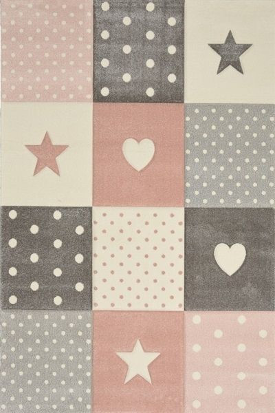 Teppich HEARTS in rose aus Polypropylen