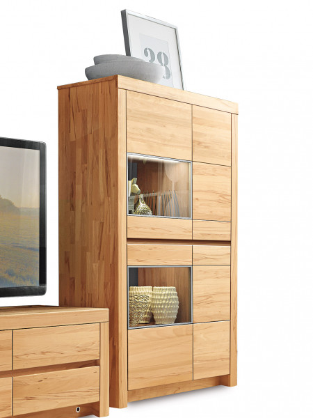 Vitrine witlake SORAGA in Kernbuche aus Massivholz