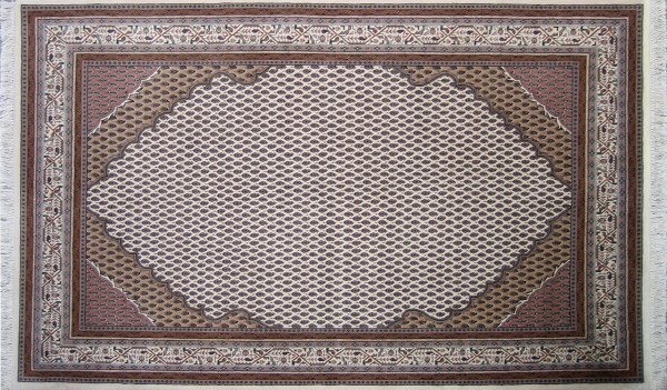 Teppich Surat Mir beige in beige aus Schurwolle