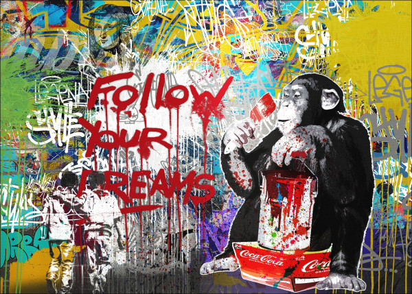 Aludibondbild MONKEY DREAM in mehrfarbig aus Metall