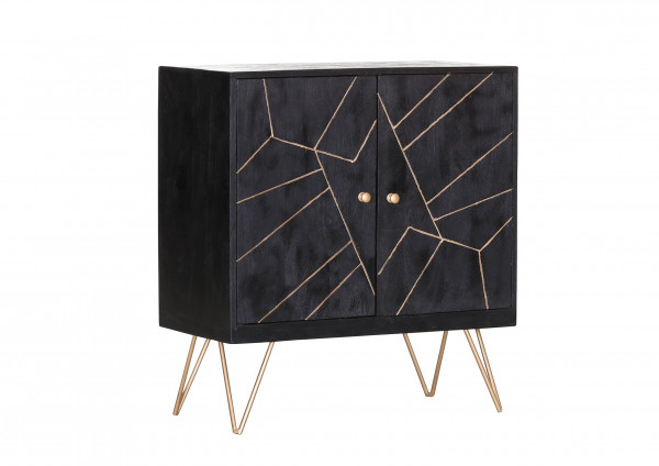 Kommode GOLDEN FLAIR in schwarz aus Akazie