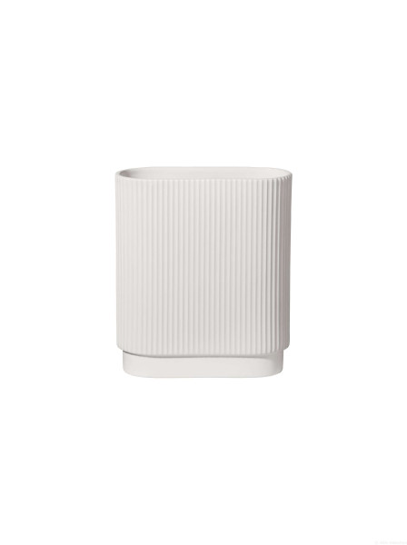 Vase ART DECO weiß matt in weiß aus Steingut