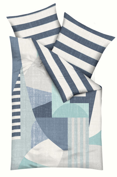 Bettwäsche RISING SUN Satin in marine aus Baumwolle