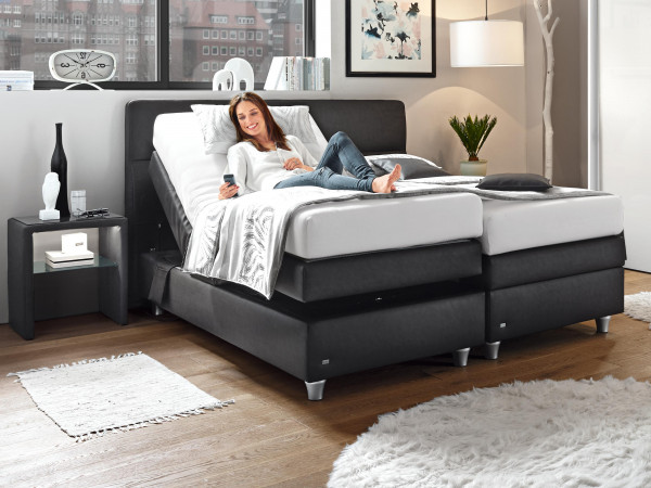 Boxspringbett Veritas QLX VA in schwarz aus Stoff
