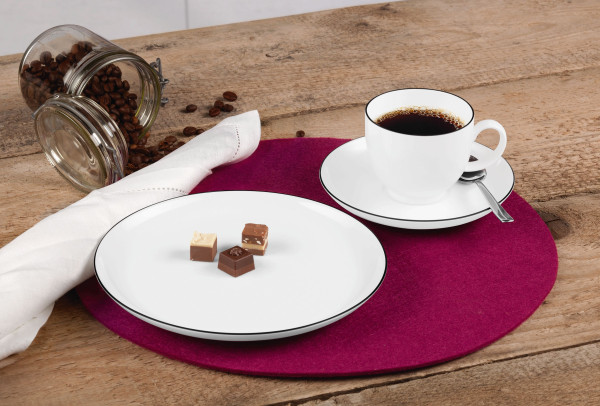 Kaffeeservice LIDO BLACK LINE in weiß aus Porzellan