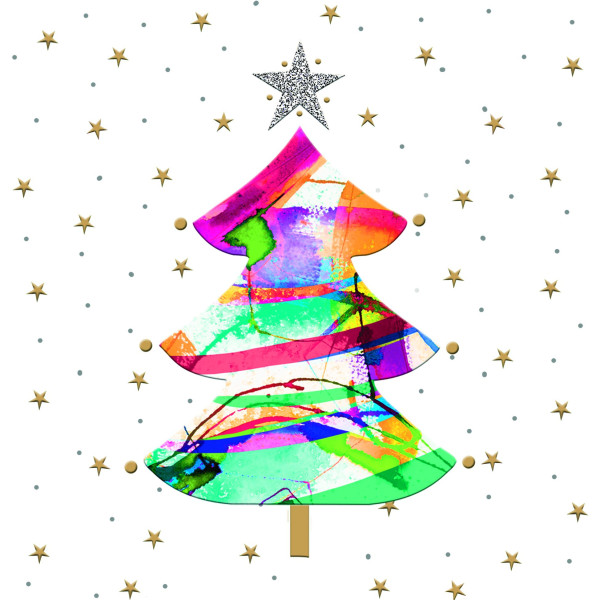 Servietten GLITTER Tree in bunt aus Papier