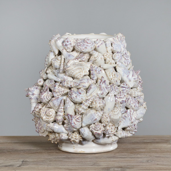 Vase MUSCHEL in rosa aus Steinzeug