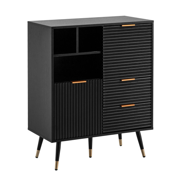 Sideboard in schwarz aus Materialmix