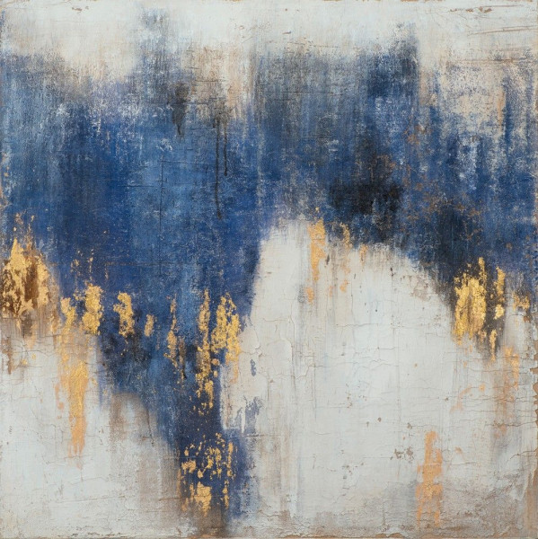 Gemälde ABSTRAKT BLAU UND GOLD in bunt aus Holz