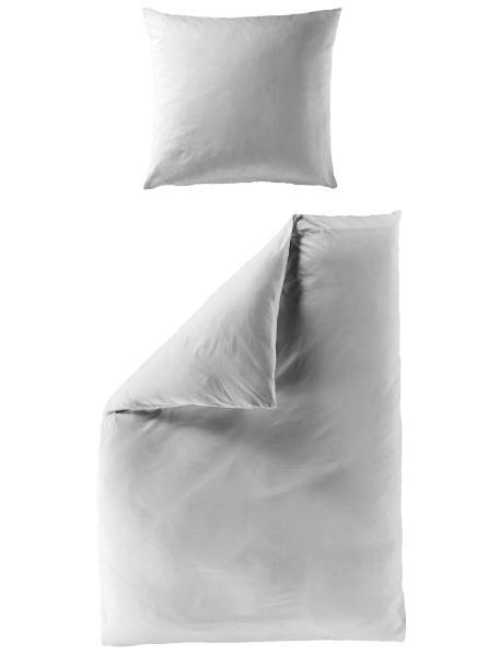Bettwäsche Mako-Satin silber aus Baumwolle