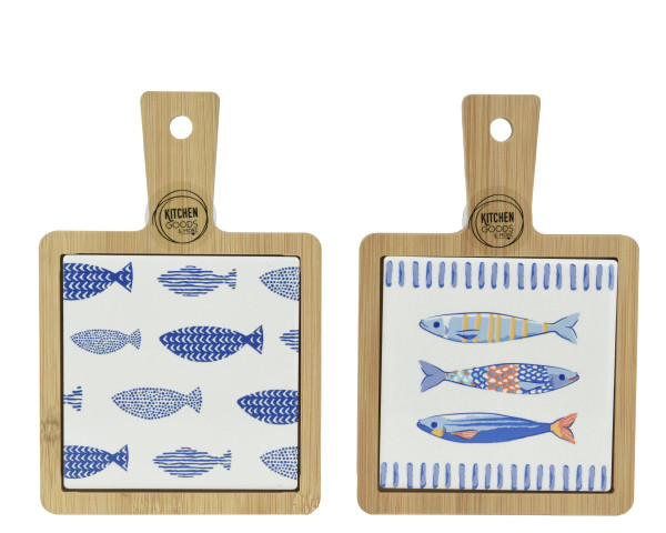 Schneidebrett FISCHE in blau aus Porzellan