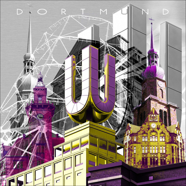 Aludibondbild DORTMUND in bunt aus Aluminium