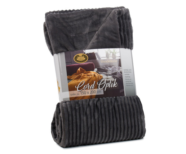 Wohndecke Cord in anthrazit aus Polyester