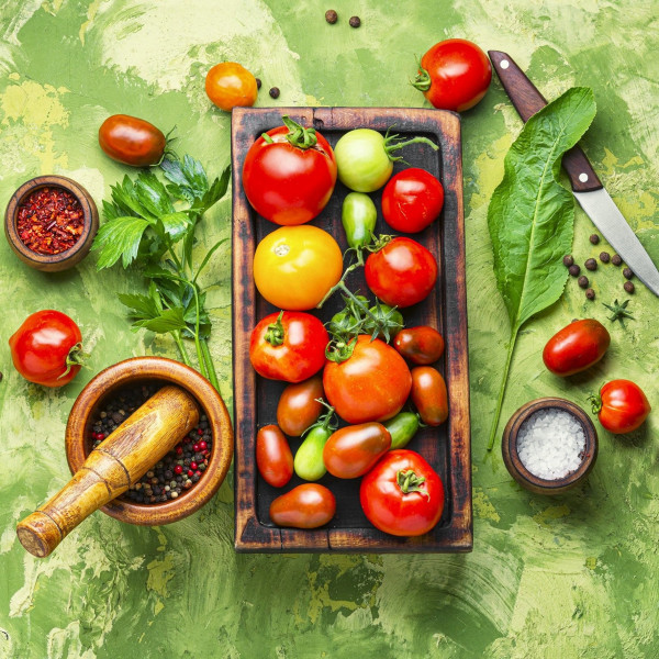 Glasbild INGREDIENTS I in mehrfarbig aus Glas