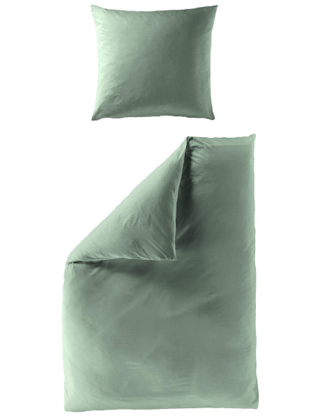Bettwäsche Mako-Satin grün aus Baumwolle