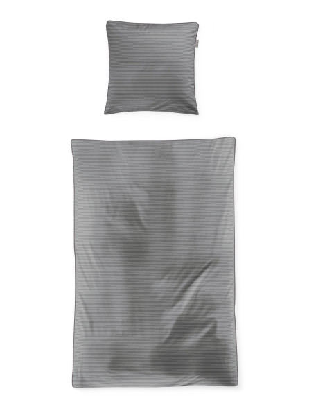 Bettwäsche TOKIO Satin in grau aus Baumwolle