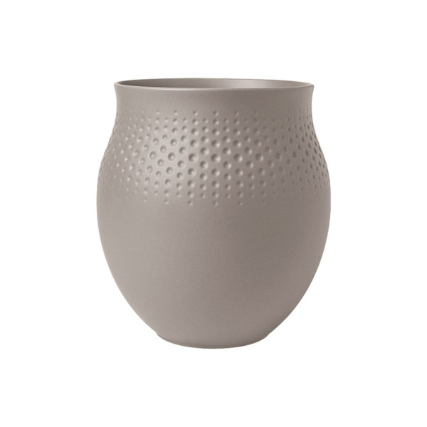Vase PERLE MANUFACTURE COLLIER in taupe aus Porzellan