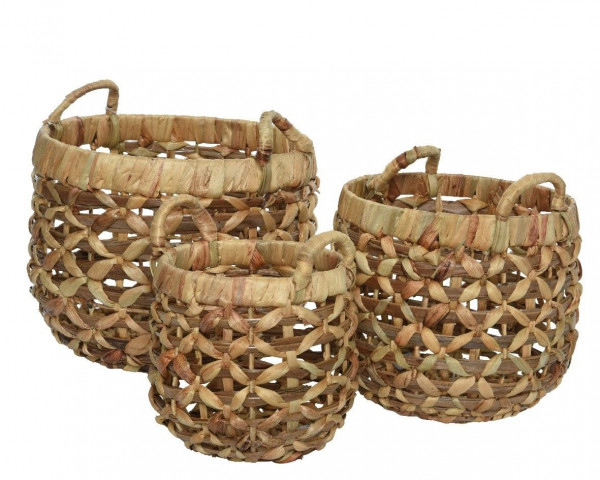 Korb in beige aus Wasserhyazinthe