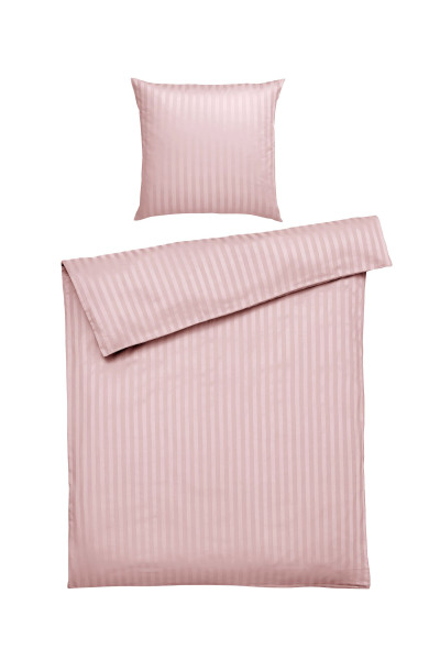 Bettwäsche JACQUARD Satin in rosa aus Baumwolle