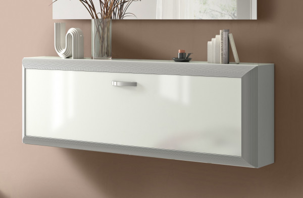 Hängeschuhschrank MONDO ENTRY in weiß aus Glas/Dekor
