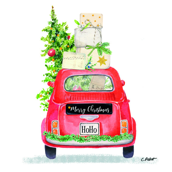 Servietten CHRISTMAS TAXI in mehrfarbig aus Papier