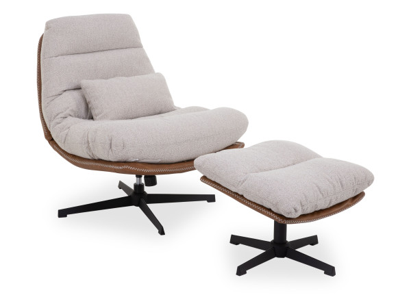Sessel ANDREUS in Cappuccino aus Leder/Stoff