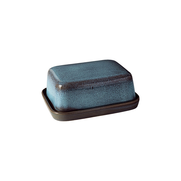 Butterdose LAVE GLACE in blau aus Steingut