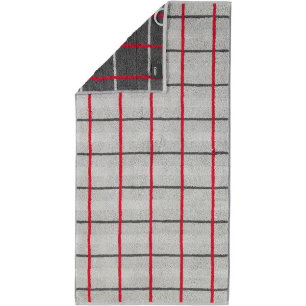 Duschtuch NOBLESSE SQUARE KARO in platinfarben aus Baumwolle