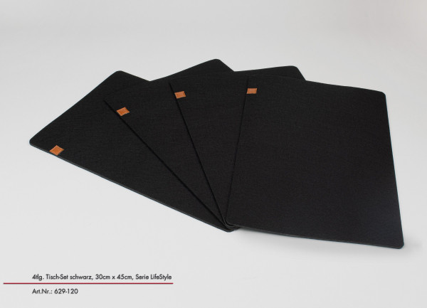 Tischset-Set LIFESTYLE in schwarz aus Filz