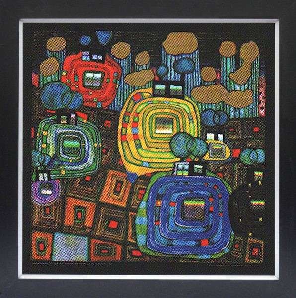 Kunstdruck HUNDERTWASSER in mehrfarbig aus Glas