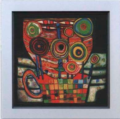 Kunstdruck HUNDERTWASSER in bunt aus Glas