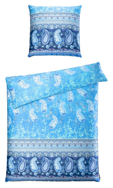 Bettwäsche ANACAPRI Mako-Satin in blau aus Baumwolle