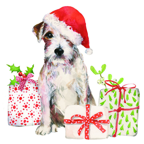 Servietten CHRISTMAS PUP in mehrfarbig aus Papier