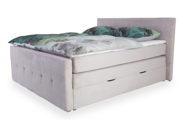 Boxspringbett HARPER MOLLINA in hellgrau aus Stoff